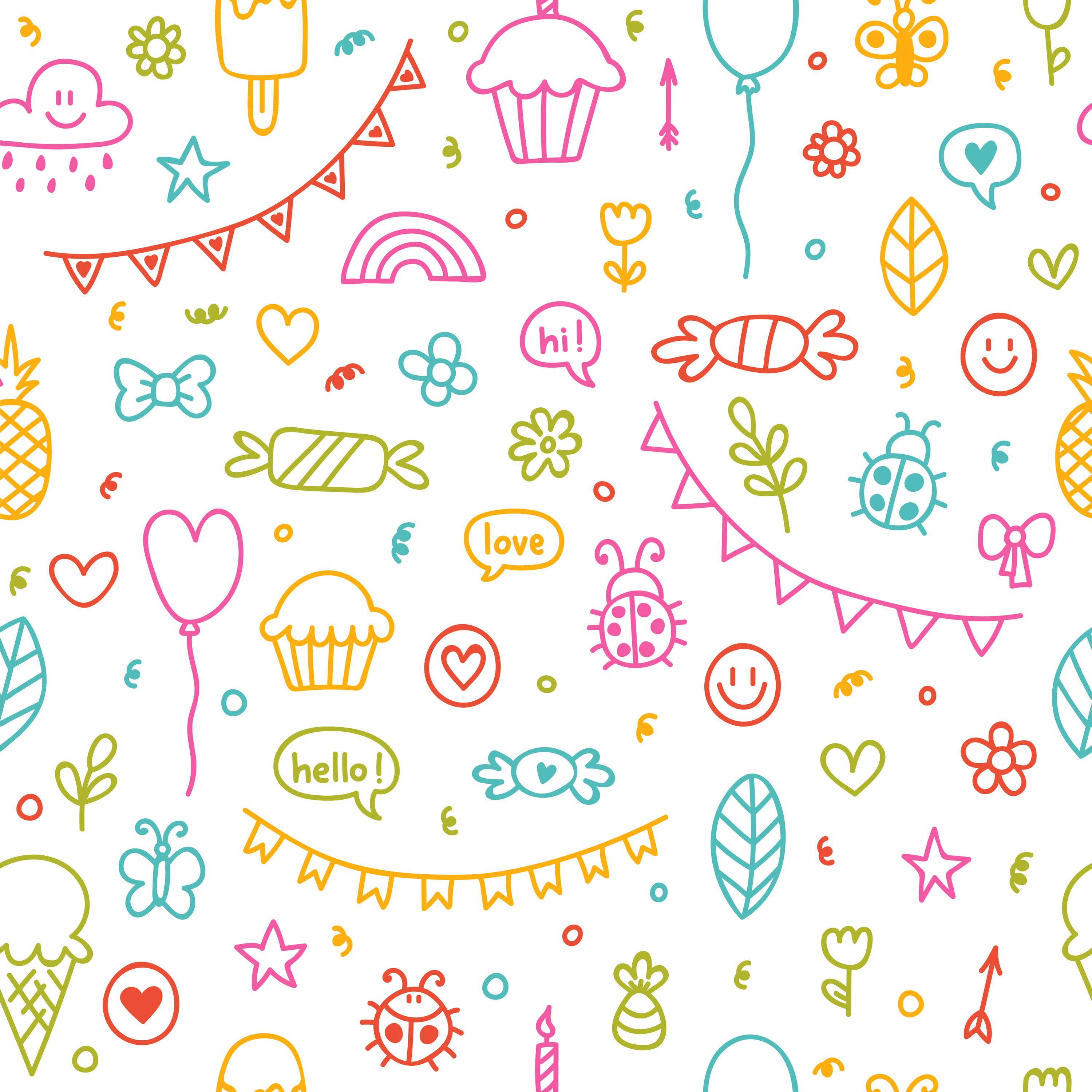  Doodle Children Drawing Seamless Pattern